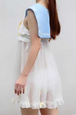 Lolita Girl Anime Cosplay Lingerie Set Women Sexy Sailor Collar Uniform Dress Cute Lace Babydoll Chemise Nightgown in Kuwait