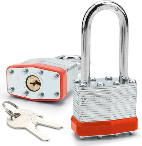 Lock Outdoor Padlocks, Laminated keyed Padlock, 1-9/16 in Wide Body, Padlock Set with Keys, Long Shackle (1Pack) in Saudi Arabia