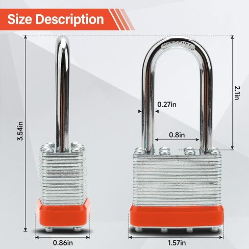 Lock Outdoor Padlocks, Laminated keyed Padlock, 1-9/16 in Wide Body, Padlock Set with Keys, Long Shackle (1Pack) in Saudi Arabia