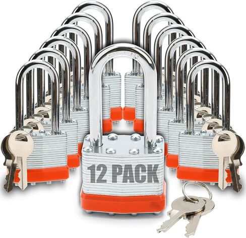 Lock Outdoor Padlocks, Laminated keyed Padlock, 1-9/16 in Wide Body, Padlock Set with Keys, Long Shackle (1Pack) in Saudi Arabia