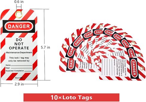 SAFBY Lockout Tagout Lock 7pcs Key Alike OSHA Loto Safe Padlocks and 10pcs Lockout TagOut Tags for Lock Out Tag Out Stations and Devices with Number 1-7 (Keyed Alike, 7-black Locks with 10 Tags) in Kuwait