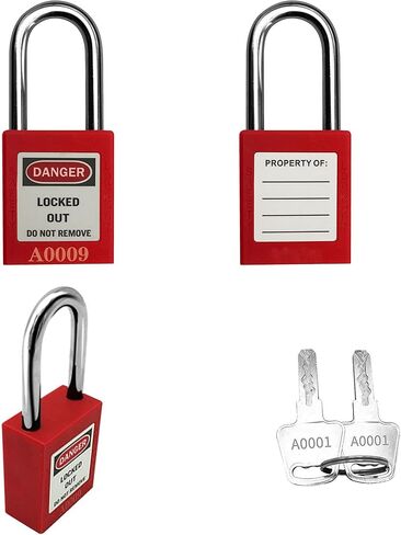 SAFBY Lockout Tagout Lock 7pcs Key Alike OSHA Loto Safe Padlocks and 10pcs Lockout TagOut Tags for Lock Out Tag Out Stations and Devices with Number 1-7 (Keyed Alike, 7-black Locks with 10 Tags) in Kuwait