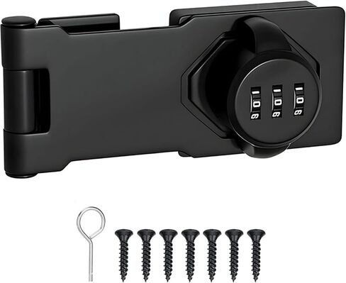 Mechanical Password Rotary Hasp Locks, Door Security Slide Latch Lock for Small Doors, Cabinets, Barn Door, Bathroom, Outdoor, Garage, Garden (Black) in Saudi Arabia