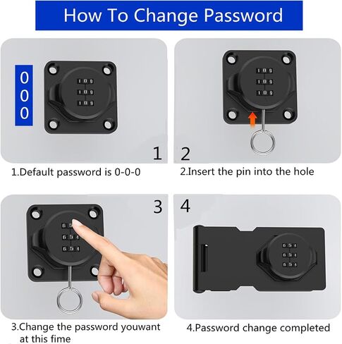 Mechanical Password Rotary Hasp Locks, Door Security Slide Latch Lock for Small Doors, Cabinets, Barn Door, Bathroom, Outdoor, Garage, Garden (Black) in Saudi Arabia