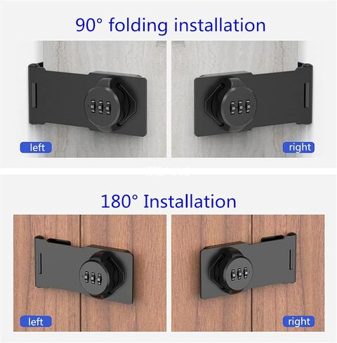 Mechanical Password Rotary Hasp Locks, Door Security Slide Latch Lock for Small Doors, Cabinets, Barn Door, Bathroom, Outdoor, Garage, Garden (Black) in Saudi Arabia