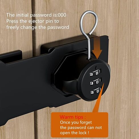 Mechanical Password Rotary Hasp Locks, Door Security Slide Latch Lock for Small Doors, Cabinets, Barn Door, Bathroom, Outdoor, Garage, Garden (Black) in Saudi Arabia