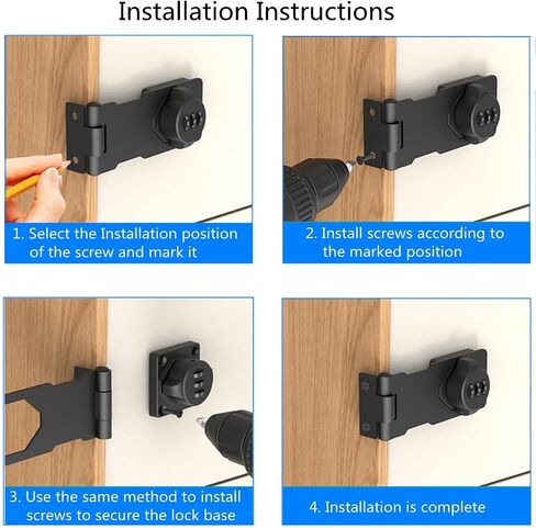 Mechanical Password Rotary Hasp Locks, Door Security Slide Latch Lock for Small Doors, Cabinets, Barn Door, Bathroom, Outdoor, Garage, Garden (Black) in Saudi Arabia