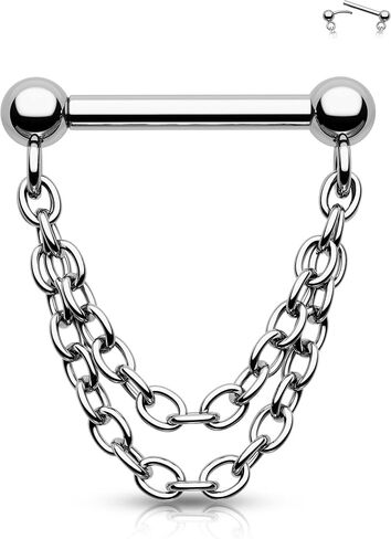 CM Crareesi Mania Titanium Septum Rings 16Gauge Septum Piercing Jewelry G23 Titanium Septum Chain Push-in Septum Jewelry for Women Threadless Septum Ring in Saudi Arabia
