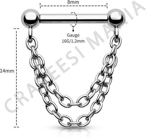 CM Crareesi Mania Titanium Septum Rings 16Gauge Septum Piercing Jewelry G23 Titanium Septum Chain Push-in Septum Jewelry for Women Threadless Septum Ring in Saudi Arabia