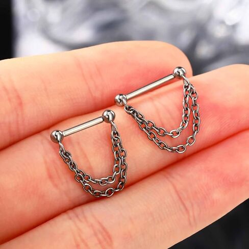 CM Crareesi Mania Titanium Septum Rings 16Gauge Septum Piercing Jewelry G23 Titanium Septum Chain Push-in Septum Jewelry for Women Threadless Septum Ring in Saudi Arabia