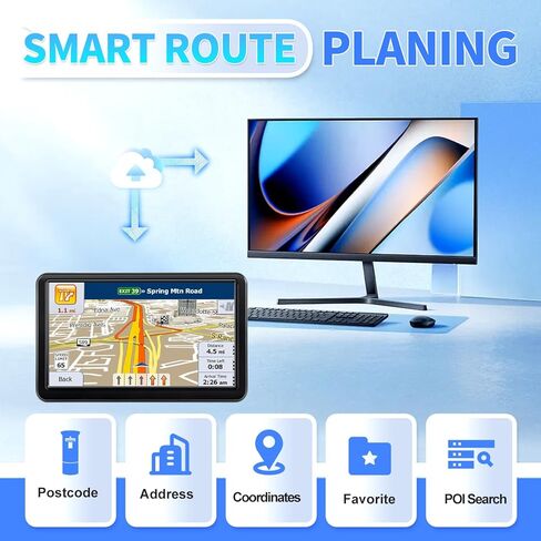 نظام ملاحي GPS للسيارة، خريطة أمريكا الشمالية المثبتة مسبقًا 2024، نظام ملاحة GPS للسيارة بشاشة لمس 7 بوصة، توجيه صوتي لاتجاه الانعطاف، تحذير من السرعة والضوء الأحمر، تحديث مجاني للخريطة مدى الحياة in Kuwait