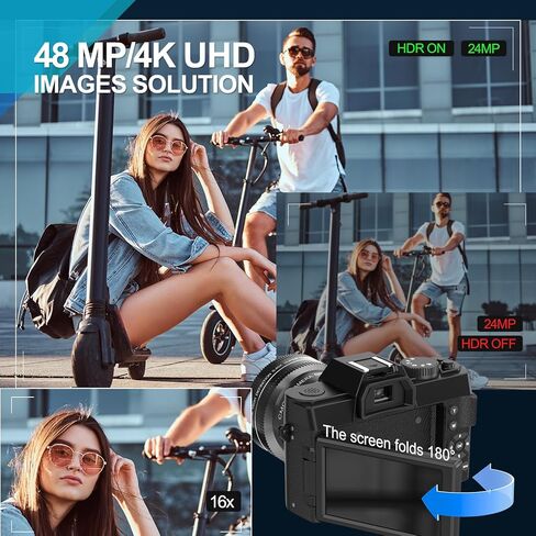 كاميرات NBD الرقمية للتصوير الفوتوغرافي، كاميرا تسجيل فيديو بتركيز تلقائي 48 ميجابكسل بدقة 4K لليوتيوب مع بطاقة TF سعة 32 جيجابايت وبطاريتين، وكاميرا فيديو مضادة للاهتزاز بتكبير 16X بزاوية عريضة 52 مم وعدسة ماكرو S100-WM in Kuwait