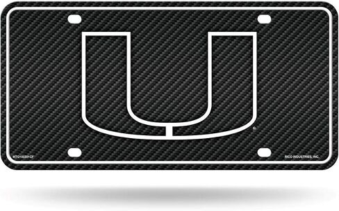 علامة Rico Industries NCAA Miami Hurricanes المصنوعة من ألياف الكربون المعدنية مقاس 8.5 بوصة × 11 بوصة - رائعة للشاحنة/السيارة/سيارات الدفع الرباعي in Saudi Arabia