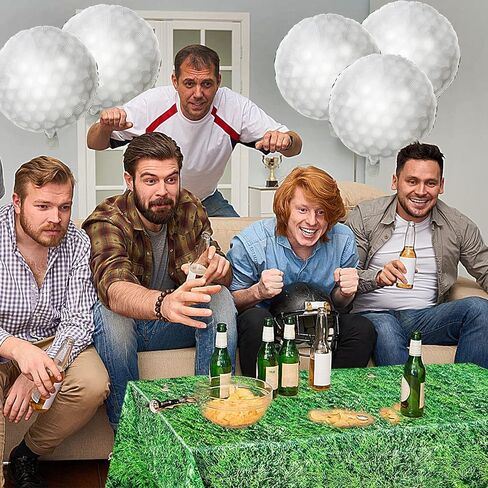 FANNUOYI 14 قطعة من ديكورات حفلات الجولف بما في ذلك 12 قطعة من بالونات كرة الجولف و2 قطعة من مفارش طاولة الجولف البلاستيكية القابلة للاستعمال مرة واحدة غطاء طاولة من العشب الأخضر لحفلات أعياد الميلاد ومستلزمات المناسبات in Kuwait