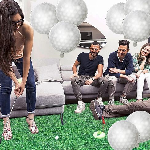 FANNUOYI 14 قطعة من ديكورات حفلات الجولف بما في ذلك 12 قطعة من بالونات كرة الجولف و2 قطعة من مفارش طاولة الجولف البلاستيكية القابلة للاستعمال مرة واحدة غطاء طاولة من العشب الأخضر لحفلات أعياد الميلاد ومستلزمات المناسبات in Kuwait