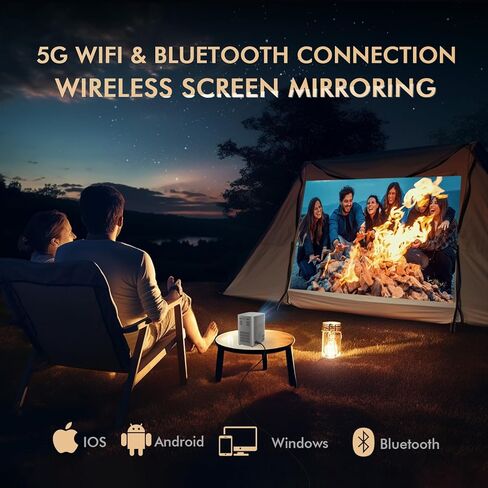 [التركيز التلقائي] جهاز عرض واي فاي، جهاز عرض 17000LUX Android 11 شاشة 300 بوصة، 5G واي فاي مع جهاز عرض بلوتوث، مكبرات صوت هاي فاي مزدوجة للمسرح المنزلي متوافقة مع عصا التلفزيون الذكية/HDMI/USB/AV إلخ. in Kuwait