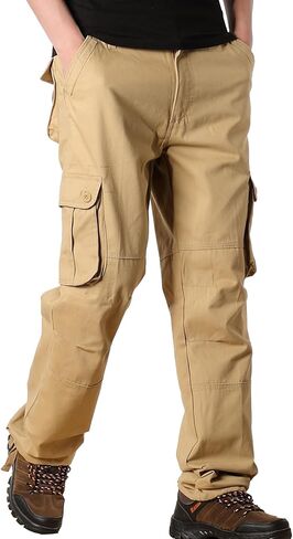 بنطال كارجو بقصة ضيقة للرجال، بنطال كارجو من القطن، بنطال كارجو قابل للتمدد مع جيوب in Kuwait
