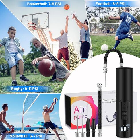 مضخة كرة كهربائية من بيست فاير، مضخة كرة ذكية مع مقياس ضغط دقيق وشاشة عرض إل سي دي، مضخة كرة أوتوماتيكية لكرة السلة وكرة القدم والكرة الطائرة/حقيبة تخزين ذات دبابيس in Kuwait