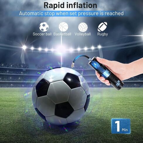 مضخة كرة كهربائية من بيست فاير، مضخة كرة ذكية مع مقياس ضغط دقيق وشاشة عرض إل سي دي، مضخة كرة أوتوماتيكية لكرة السلة وكرة القدم والكرة الطائرة/حقيبة تخزين ذات دبابيس in Kuwait