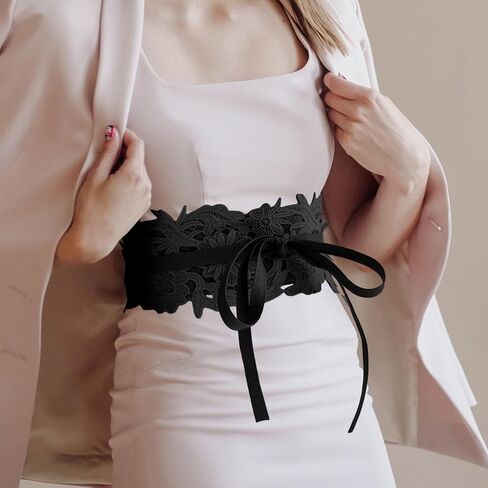 Lace Wide Waist Belt, PU Leather Women Belt Vintage Waistband Lace Up Cinch Belt Self Tie Belt for Dress in Saudi Arabia