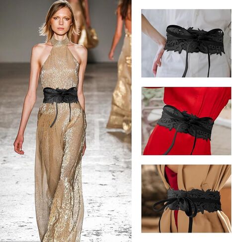 Lace Wide Waist Belt, PU Leather Women Belt Vintage Waistband Lace Up Cinch Belt Self Tie Belt for Dress in Saudi Arabia