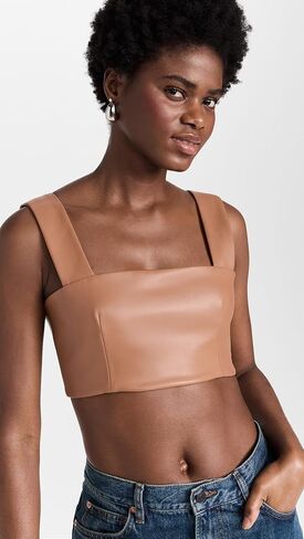 Susana Monaco Women's Faux Leather Wide Strap Crop Top in Saudi Arabia