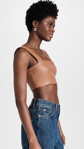 Susana Monaco Women's Faux Leather Wide Strap Crop Top in Saudi Arabia