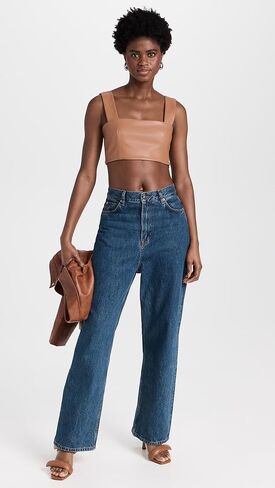 Susana Monaco Women's Faux Leather Wide Strap Crop Top in Saudi Arabia