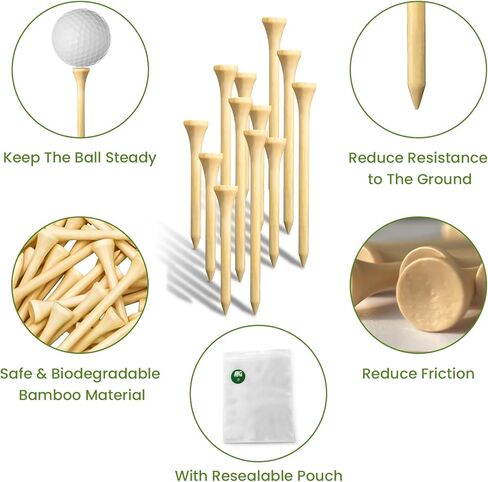تي شيرتات جولف 3 1/4 و2-1/8 تي ​​شيرتات جولف خشبية طويلة احترافية للسائق/الحديد/الهجين، عبوة من 50 قطعة، تقلل الاحتكاك والدوران الجانبي in Kuwait