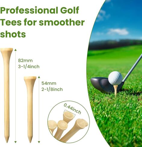 تي شيرتات جولف 3 1/4 و2-1/8 تي ​​شيرتات جولف خشبية طويلة احترافية للسائق/الحديد/الهجين، عبوة من 50 قطعة، تقلل الاحتكاك والدوران الجانبي in Kuwait