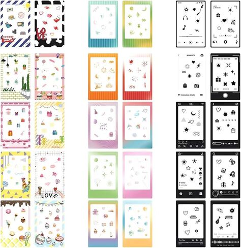 12PCS - Photo Border Stickers Compatible for Instax Square SQ Film, Pictures Decorative Stickers for Instax Square SQ1/SQ6/SQ10/SQ20/SQ40 Instant Camera Film - Rainbow Series in Saudi Arabia