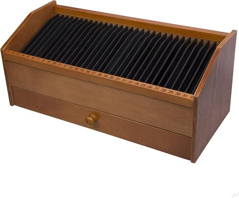 JUMBL™ 17 بوصة - منظم فواتير/رسائل خشبي مكون من 31 فتحة مع درج - طبيعي in Kuwait