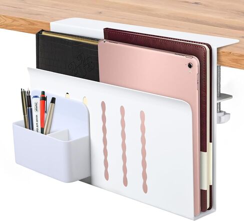 LUKETURE Under Desk Laptop Mount Desk Side Storage Headset Holder Headphone Stand Under Desk Storage, Hanging Side Desk Organizer Laptop Holder Stand Adjustable File Cable Management Tray No Drill in Saudi Arabia