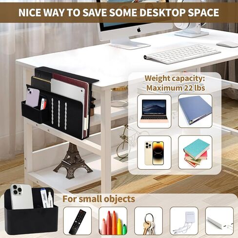LUKETURE Under Desk Laptop Mount Desk Side Storage Headset Holder Headphone Stand Under Desk Storage, Hanging Side Desk Organizer Laptop Holder Stand Adjustable File Cable Management Tray No Drill in Saudi Arabia