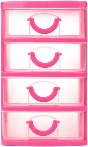 Mini Desk Organizer Desktop Drawer Plastic Drawer Storage Office Supplies Storage Drawers for Organizing Office Desk Accessories File Organizer for Desk Small Drawer Organizer Cute Stuff (Pink L) in Saudi Arabia