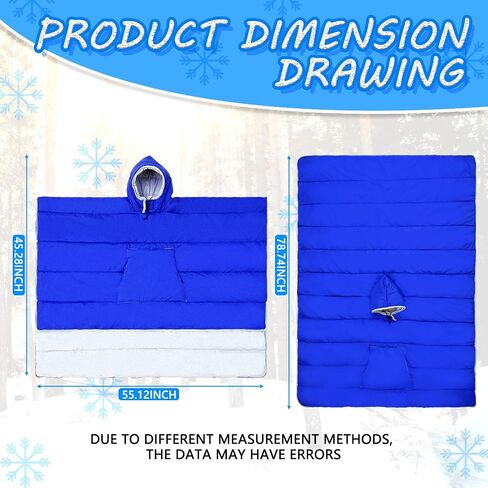 2 Pcs Thermal Poncho Wearable Hooded Blanket Winter Poncho Coat Outdoor Camping Sleeping Bag Blanket Water Resistant Windproof Cloak Cape with Hat for Adult Men Women in Saudi Arabia