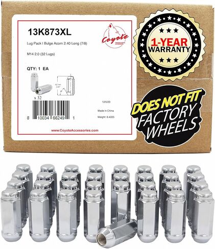 Wheel Accessories Parts 40 Pcs M14 x 2 Thread Bulge Acorn 2.40" Long Lug Nuts Black 22mm 7/8" Hex Fits Ford 2000-2014 Expedition F-150 | 1999-2003 F-250 F-350 Super Duty | Lincoln 2000-2014 Navigator in Saudi Arabia