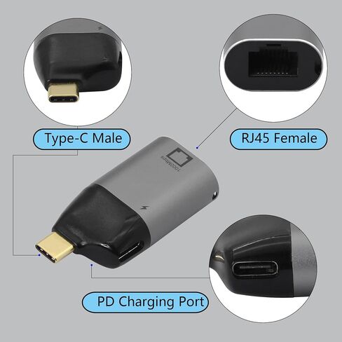 CERRXIAN USB C to Gigabit Ethernet Adapter,RJ45 to USB C Ethernet Port Converter with 65W PD Powering,for Computers,Tablets and Other Devices with Type-C Interface in Saudi Arabia