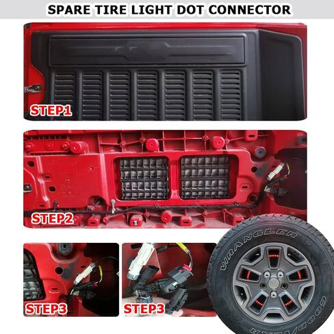 ضوء فرامل الإطارات الاحتياطية، حلقة ضوء الفرامل، ضوء الإطار الخلفي، أضواء عجلة الفرامل الثالثة حلقة LED متوافقة مع Jeep Wrangler 2007-2017 JK JKU YJ TJ، ضوء أحمر، التوصيل والتشغيل in Kuwait