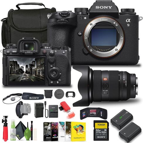 Sony Alpha a9 III Mirrorless Camera - 24.6MP Full Frame Global Shutter (ILCE-9M3), Sony FE 24-70mm Lens, 64GB Memory Card, Filter Kit, Bag, NP-FZ100 Compatible Battery in Saudi Arabia