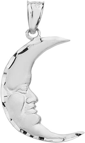 Fine 925 Sterling Silver Crescent Shape Moon Face Pendant in Saudi Arabia