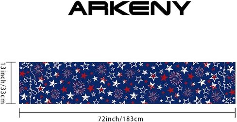 arkeny الرابع من يوليو يوم الذكرى يوم الجدول عداء 13x72 بوصة، نجوم الحرية الألعاب النارية عطلة مزرعة الخيش الأزرق داخلي المطبخ تناول الطعام الاستقلال الوطني ديكور الجدول للمنزل الطرف AT612-72 in Saudi Arabia