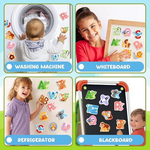 Jumbo Wooden Alphabet Magnets for Toddlers Fridge Thick Animal ABC Magnetic Letters 26 Uppercase Letters Preschool Learning Activities, Spelling Gift for Boys, Girls in Saudi Arabia