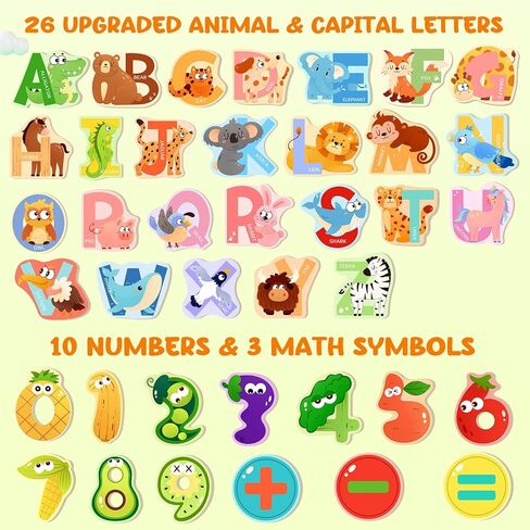 Jumbo Wooden Alphabet Magnets for Toddlers Fridge Thick Animal ABC Magnetic Letters 26 Uppercase Letters Preschool Learning Activities, Spelling Gift for Boys, Girls in Kuwait