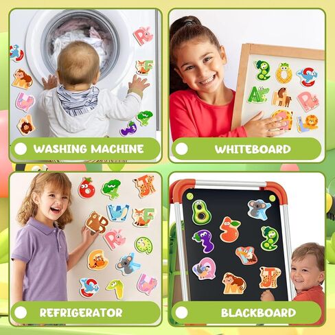 Jumbo Wooden Alphabet Magnets for Toddlers Fridge Thick Animal ABC Magnetic Letters 26 Uppercase Letters Preschool Learning Activities, Spelling Gift for Boys, Girls in Kuwait
