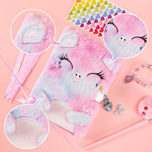 مذكرات للفتيات مع قفل ومفاتيح، مذكرات فخمة غامضة مذكرات سرية للأطفال مع قفل للكتابة والرسم، هدايا دفتر مبطنة للفتيات الذين تتراوح أعمارهم بين 5 6 7 8 9 UP in Kuwait