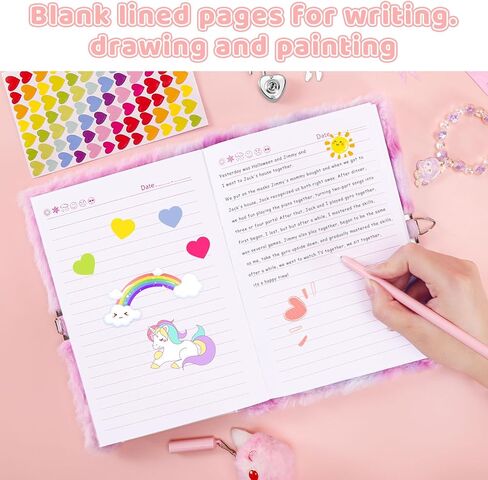 مذكرات للفتيات مع قفل ومفاتيح، مذكرات فخمة غامضة مذكرات سرية للأطفال مع قفل للكتابة والرسم، هدايا دفتر مبطنة للفتيات الذين تتراوح أعمارهم بين 5 6 7 8 9 UP in Kuwait