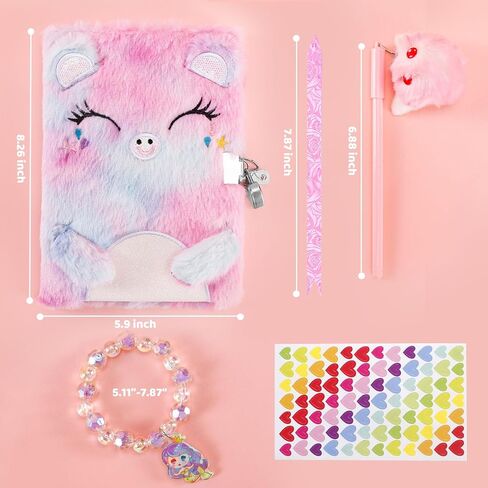 مذكرات للفتيات مع قفل ومفاتيح، مذكرات فخمة غامضة مذكرات سرية للأطفال مع قفل للكتابة والرسم، هدايا دفتر مبطنة للفتيات الذين تتراوح أعمارهم بين 5 6 7 8 9 UP in Kuwait