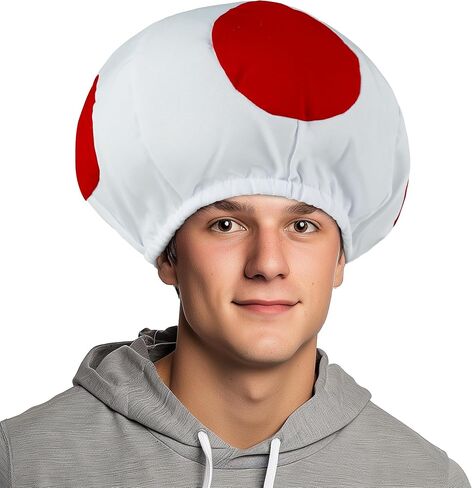 Mushroom Hat Halloween Red White Spotted Toad Costume for Adult Cosplay Headwear Party Toadstool Hat Accessory in Kuwait