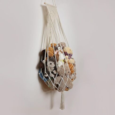 Amdermi Stuffed Animal Net or Hammock Wall Hanging Net Over Door Organizer for Stuffies Plush Toy Storage Boho Macrame Toy Display Nursery Bedroom Decor Stuffy Animal Toy Organizer (Cream) in Saudi Arabia